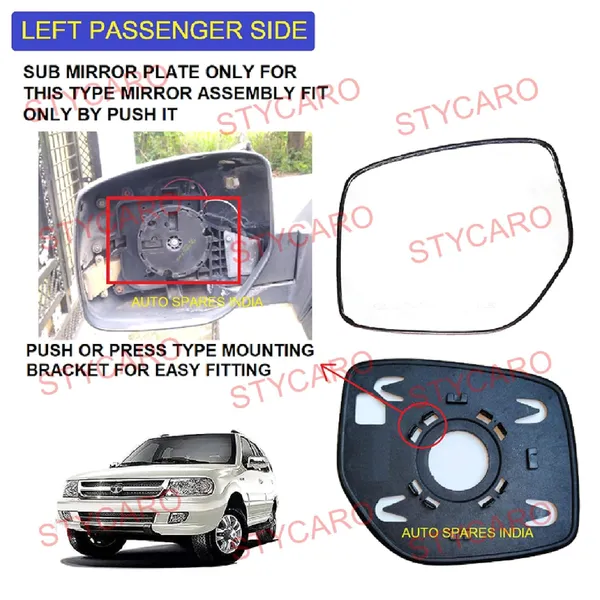 Safari_Dicor_Storme_Orvm_Left_Passenger_Side_Mirror_Glass_With_Sub_Plate