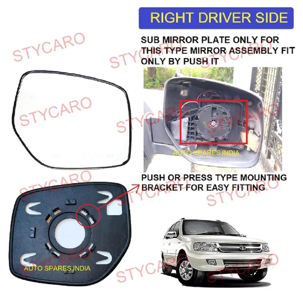 Safari_Dicor_Storme_Orvm_Right_Driver_Side_Mirror_Glass_With_Sub_Plate