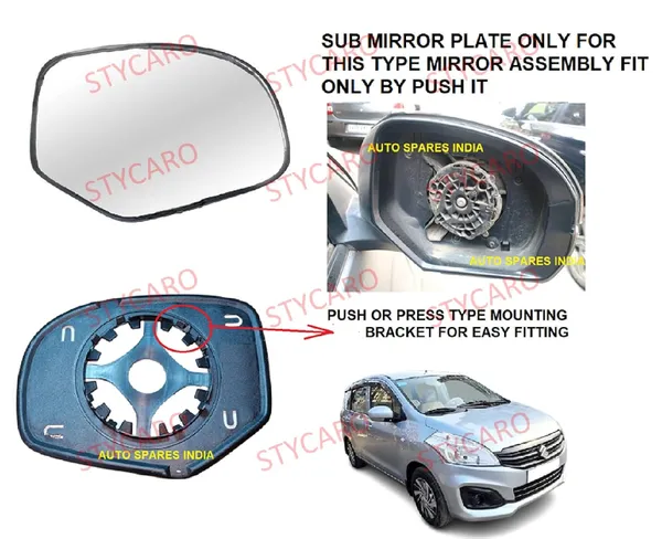 Ertiga_1st_Gen_Size_2_Orvm_Right_Driver_Side_Mirror_Glass_With_Sub_Plate