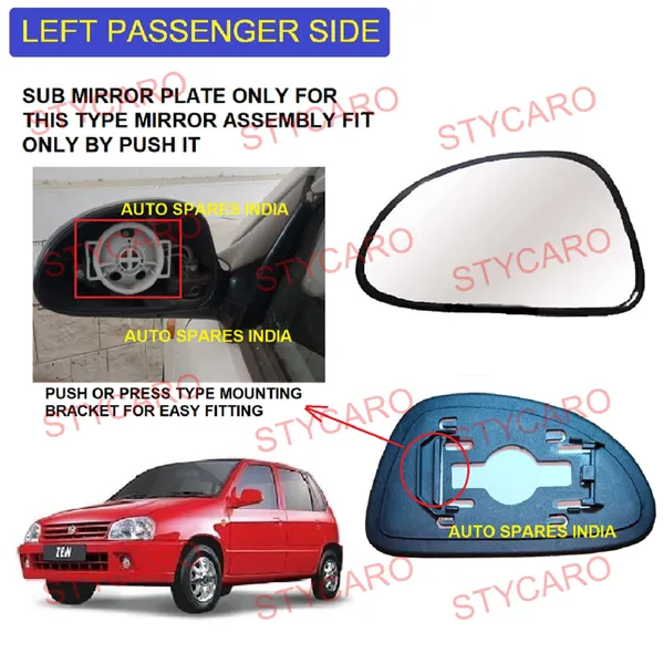 Zen_1st_2nd_Gen_1996_2007_Left_Passenger_Side_Mirror_Glass_Sub_Plate