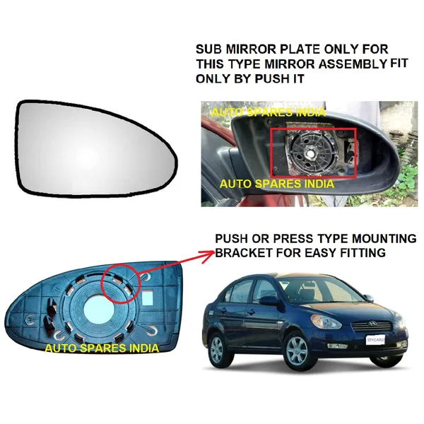Verna_3rd_Gen_Type_1_2006_2009_Left_N_Right_Side_Mirror_Glass_Sub_Plate
