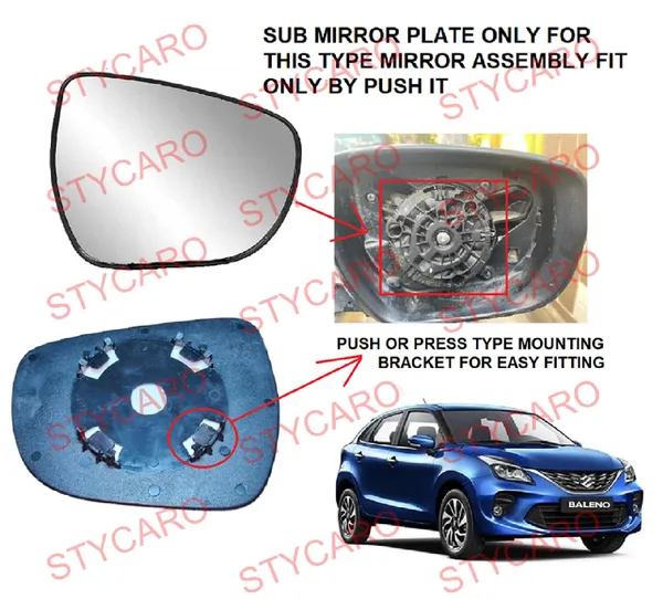 Baleno_2nd_Gen_Size_2_Orvm_Right_Driver_Side_Mirror_Glass_With_Sub_Plate