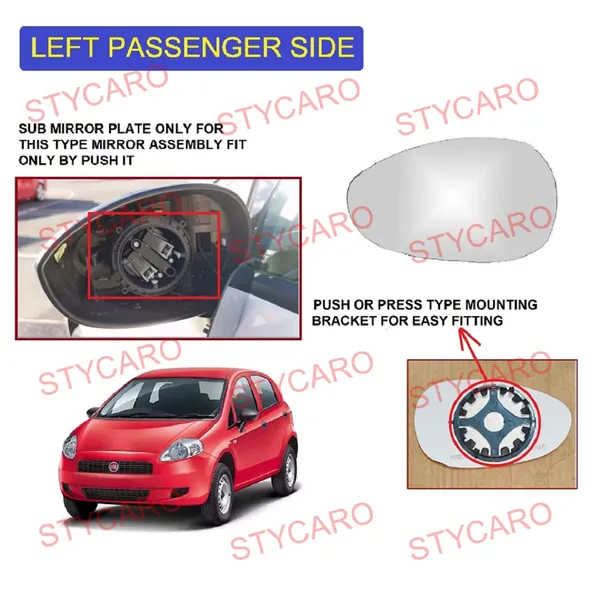 Punto_Orvm_Left_Passenger_Side_Mirror_Glass_With_Sub_Plate