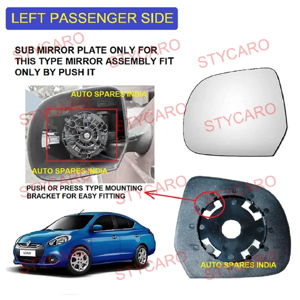 Renaul_Scala_2012_2018_Orvm_Left_Passenger_Side_Mirror_Glass_Sub_Plate