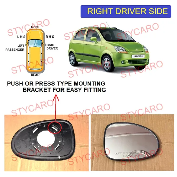 Spark_Orvm_Right_Driver_Side_Mirror_Glass_With_Sub_Plate