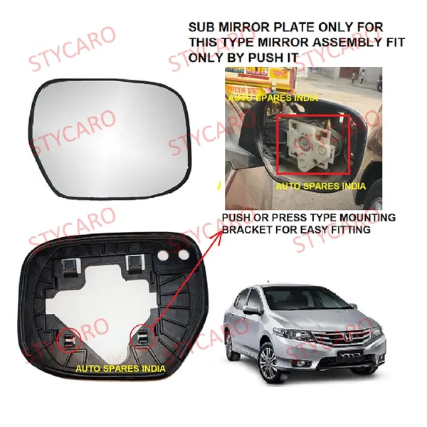 Civic_8th_Gen_Orvm_Right_Driver_Side_Mirror_Glass_With_Sub_Plate