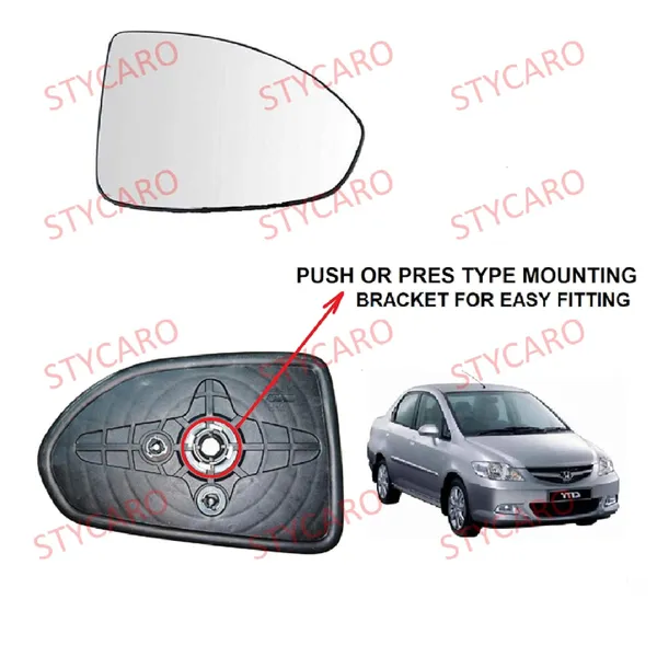 H_City_4th_Gen_Orvm_Right_Driver_Side_Mirror_Glass_With_Sub_Plate