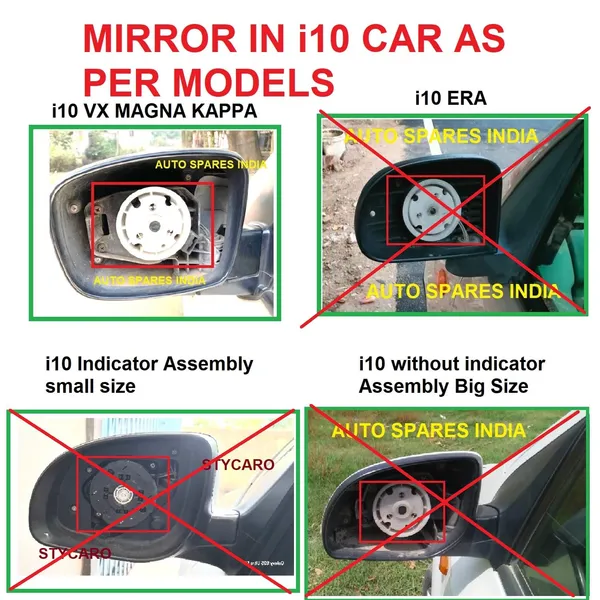 I10_Ist_Gen_Size_4_Orvm_Left_Passenger_Side_Mirror_Glass_With_Sub_Plate
