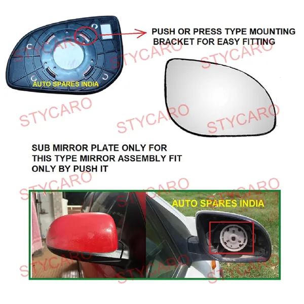 I10_Ist_Gen_Size_1_Orvm_Right_Driver_Side_Mirror_Glass_With_Sub_Plate