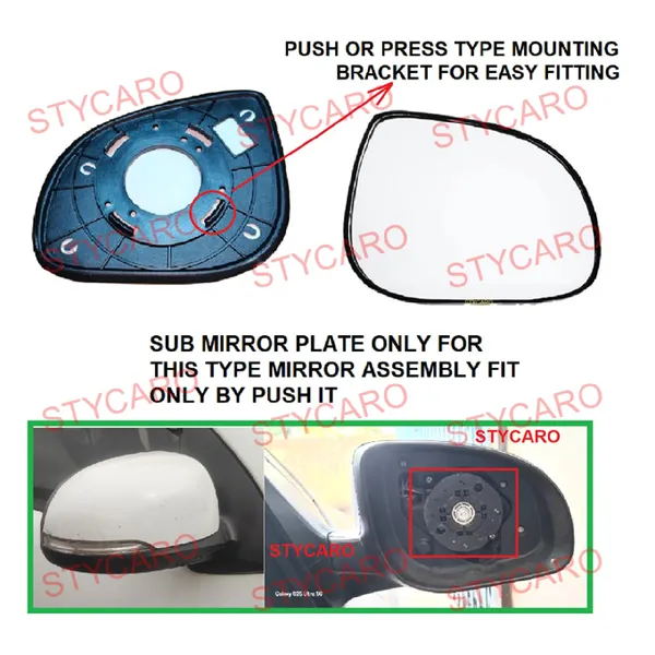 I10_Ist_Gen_Size_2_Orvm_Right_Driver_Side_Mirror_Glass_With_Sub_Plate
