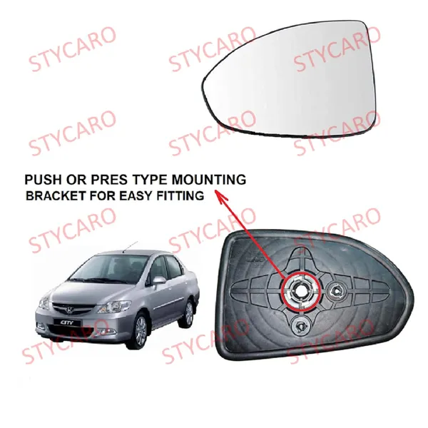 H_City_4th_Gen_Orvm_Left_Passenger_Side_Mirror_Glass_With_Sub_Plate