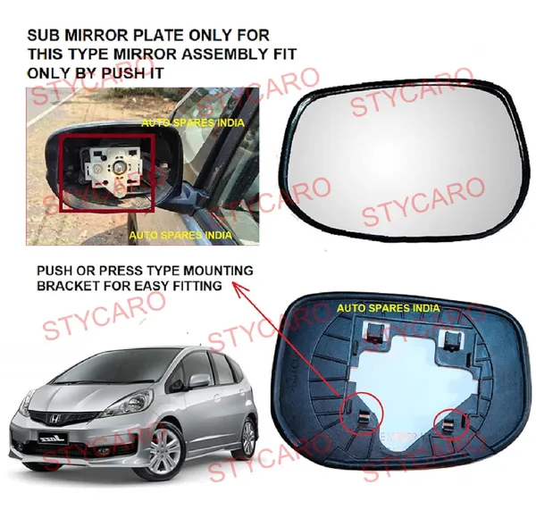 Jazz_1st_Gen_Size_1_Orvm_Left_Passenger_Side_Mirror_Glass_With_Sub_Plate