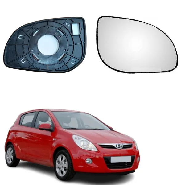 I20_Ist_Gen_Orvm_Right_Driver_Side_Mirror_Glass_With_Sub_Plate