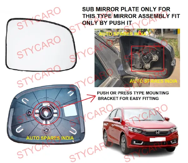 Amaze_2nd_Gen_Size_5_Orvm_Right_Driver_Side_Mirror_Glass_With_Sub_Plate