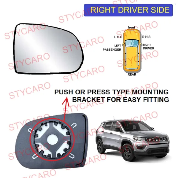 Jeep_Compass_Orvm_Right_Driver_Side_Mirror_Glass_With_Sub_Plate