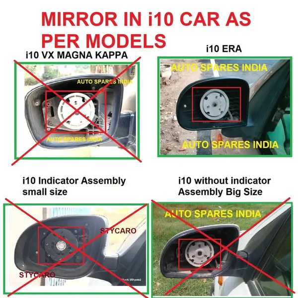 I10_Ist_Gen_Size_3_Orvm_Left_Passenger_Side_Mirror_Glass_With_Sub_Plate