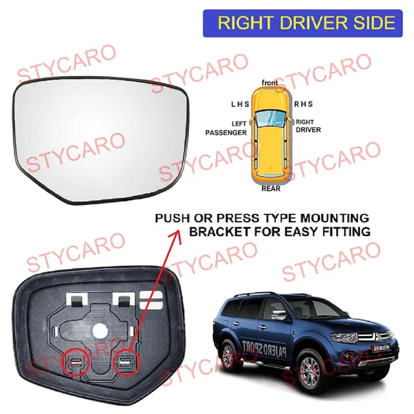 Pajero_Sport_Orvm_Right_Driver_Side_Mirror_Glass_With_Sub_Plate