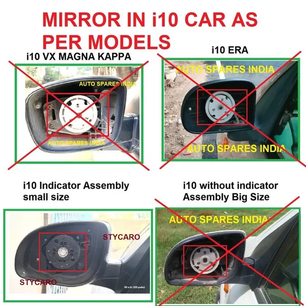 I10_Ist_Gen_Size_2_Orvm_Left_Passenger_Side_Mirror_Glass_With_Sub_Plate