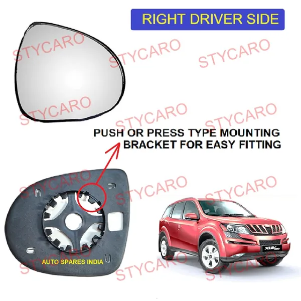 Xuv_500_1st_2nd_Gen_Orvm_Right_Driver_Side_Mirror_Glass_With_Sub_Plate
