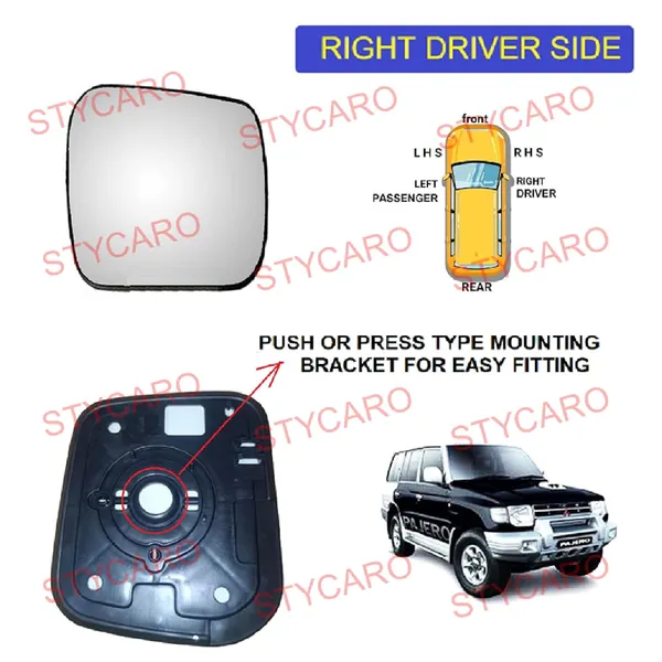 Pajero_Sfx_2nd_Gen_Orvm_Right_Driver_Side_Mirror_Glass_With_Sub_Plate