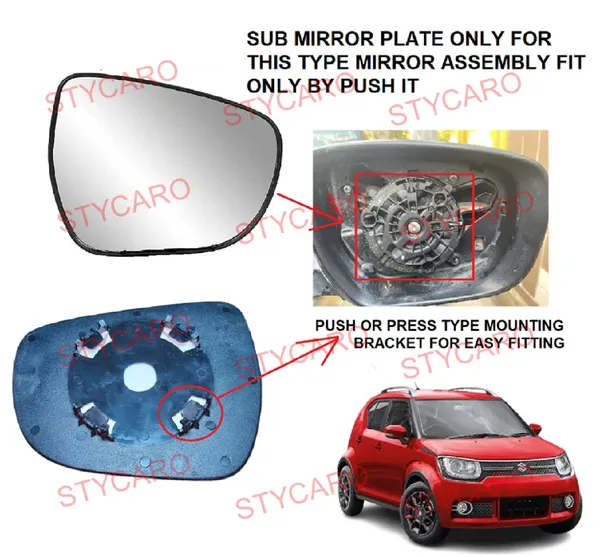 Ignis_Orvm_Right_Driver_Side_Mirror_Glass_With_Sub_Plate