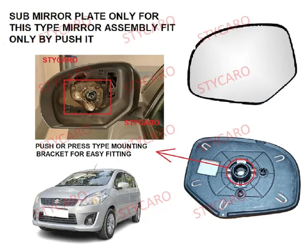Ertiga_1st_Gen_Size_1_Orvm_Left_Passenger_Side_Mirror_Glass_With_Sub_Plate