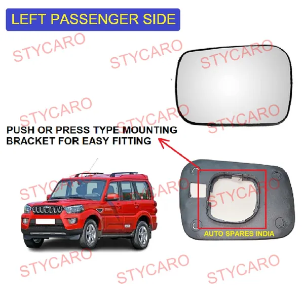 Scorpio_3rd_Gen_Orvm_Left_Passenger_Side_Mirror_Glass_With_Sub_Plate