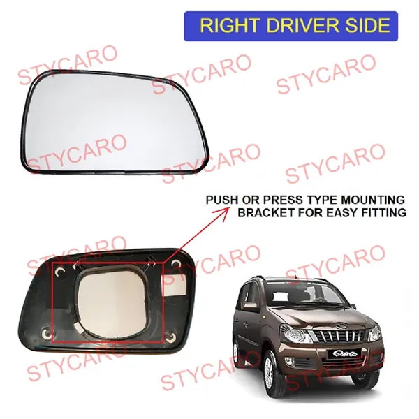 Xylo_Quanto_Orvm_Right_Driver_Side_Mirror_Glass_With_Sub_Plate