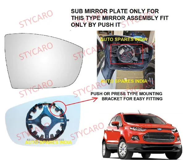 Frod_Ecosport_Orvm_Right_Driver_Side_Mirror_Glass_With_Sub_Plate