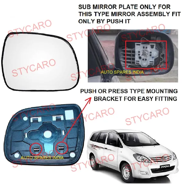 Innova_1st_Gen_Orvm_Right_Driver_Side_Mirror_Glass_With_Sub_Plate