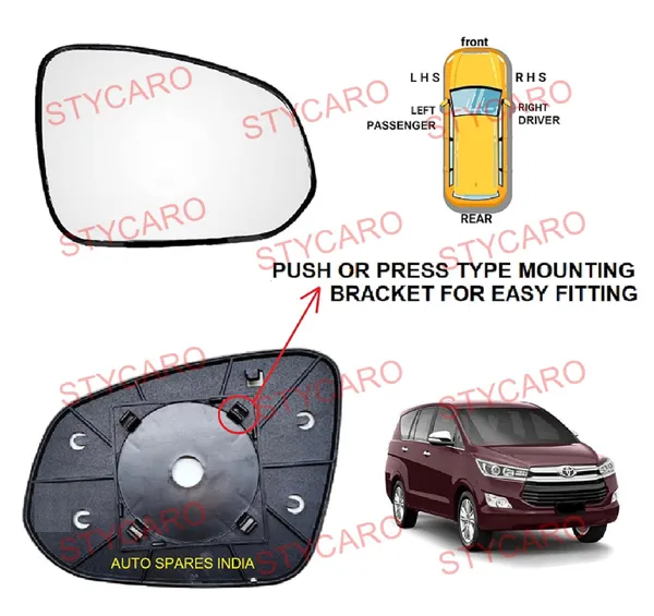 Fortuner_Innova_Crysta_Orvm_Right_Driver_Side_Mirror_Glass_With_Sub_Plate