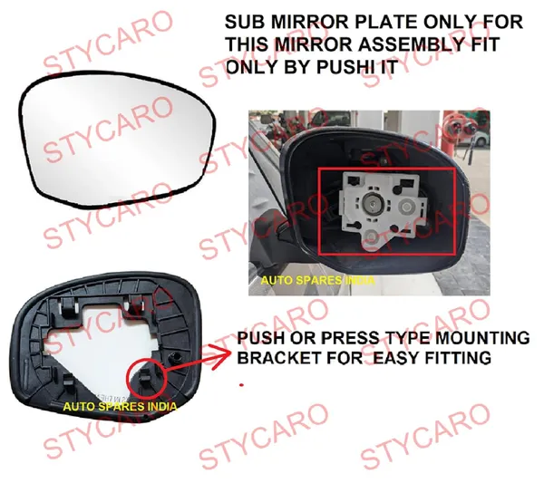 Amaze_1st_Gen_Size_1_Orvm_Right_Driver_Side_Mirror_Glass_With_Sub_Plate