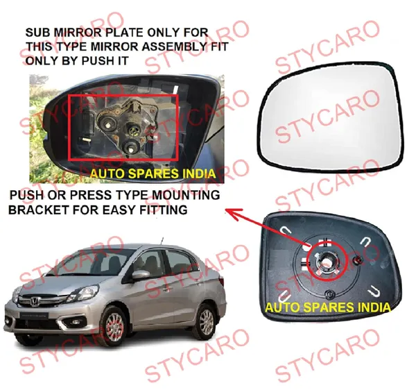 Amaze_1st_Gen_Size_4_Orvm_Left_Passenger_Side_Mirror_Glass_With_Sub_Plate