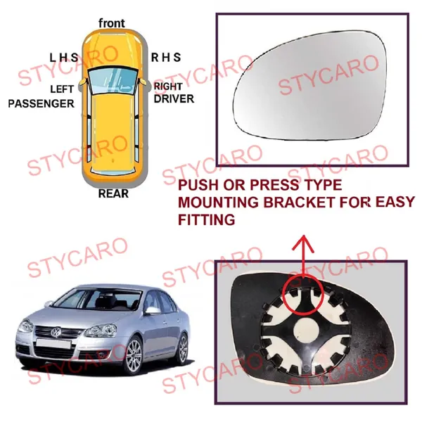 Vw_Jetta_1st_Gen_T1_Orvm_Left_Passenger_Side_Mirror_Glass_With_Sub_Plate