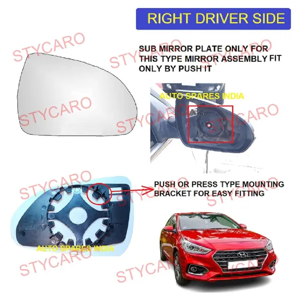 Stycaro_Hyundai_Verna_5Th_Gen_Right_Driver_Side_Orvm_Mirror_Glass