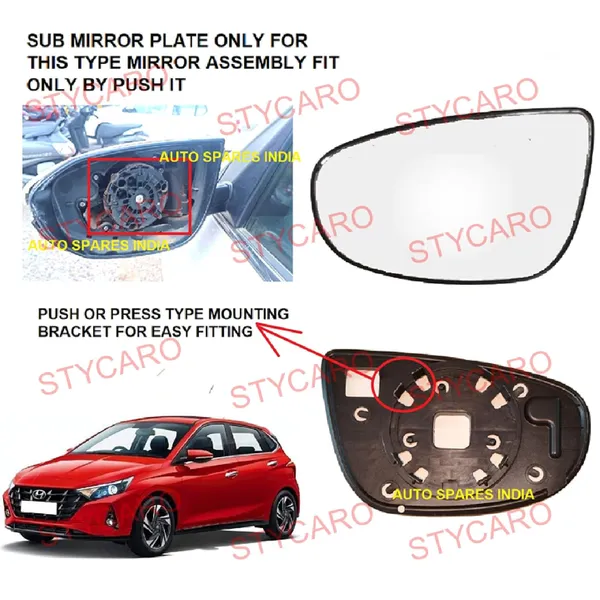 I20_3rd_Gen_N_Line_Orvm_Left_Passenger_Side_Mirror_Glass_With_Sub_Plate