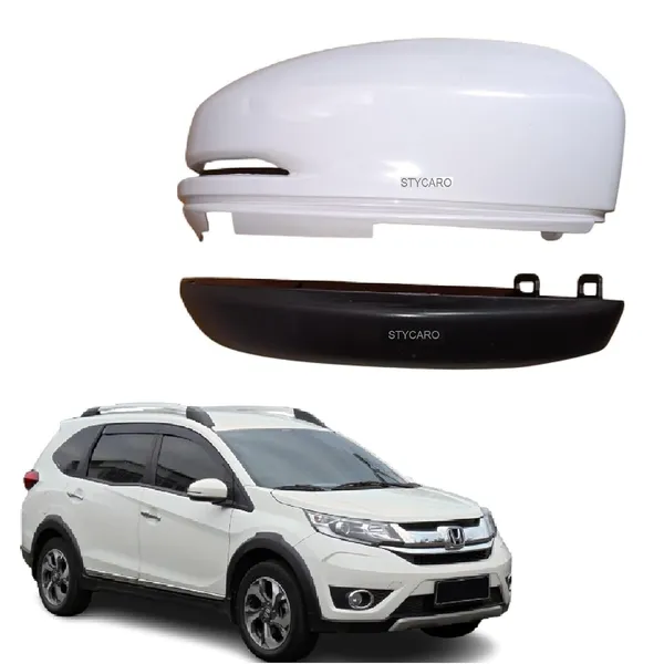 Brv_1st_Gen_Orvm_Right_Drivder_Side_Mirror_Cover_With_Indicator_Cut_Wht