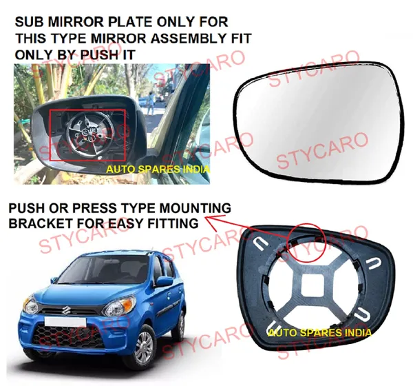 Alto_800_K10_Ist_Gen_Size_3_Orvm_Left_Side_Mirror_Glass_With_Sub_Plate