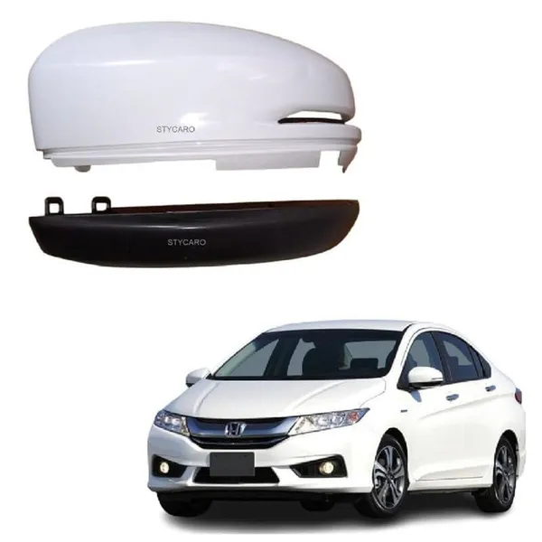 City_6th_Gen_Orvm_Left_Passenger_Side_Mirror_Cover_With_Indicator_Cut_Wht