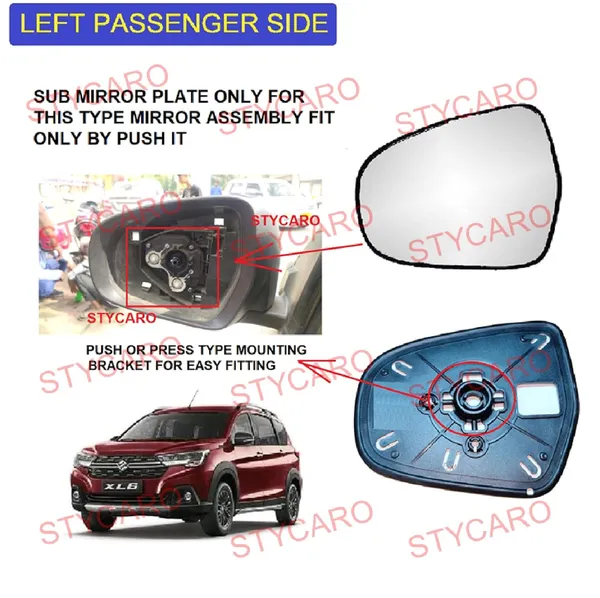 Xl6_Orvm_Left_Passenger_Side_Mirror_Glass_With_Sub_Plate