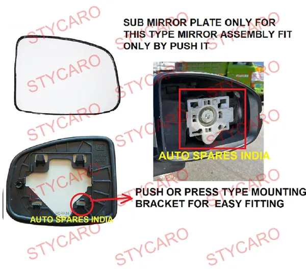 Amaze_1st_Gen_Size_3_Orvm_Right_Driver_Side_Mirror_Glass_With_Sub_Plate