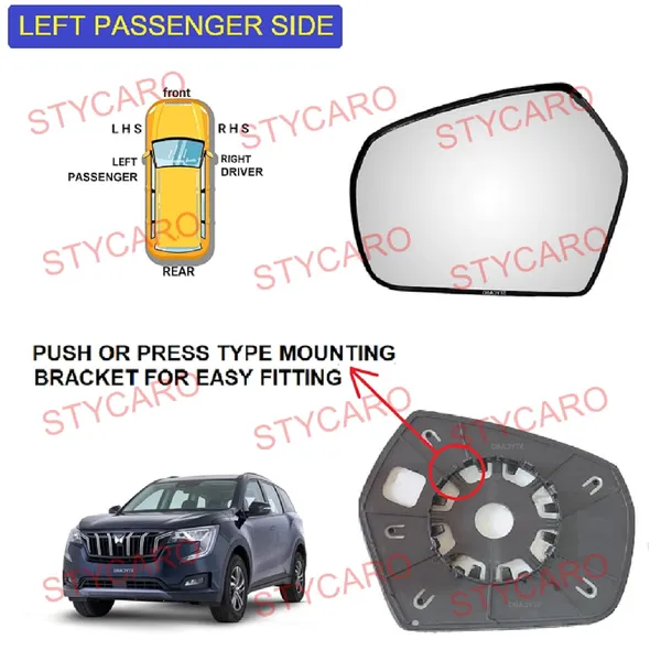 Xuv_700_Orvm_Left_Passenger_Side_Mirror_Glass_With_Sub_Plate