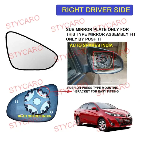 Toyota_Yaris_Orvm_Right_Driver_Side_Mirror_Glass_With_Sub_Plate