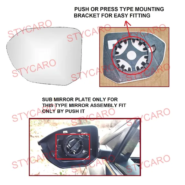 Mg_Hector_Orvm_Left_Passenger_Side_Mirror_Glass_With_Sub_Plate