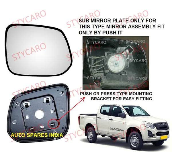 Isuzu_D_Max_1st_Gen_Orvm_Right_Driver_Side_Mirror_Glass_With_Sub_Plate