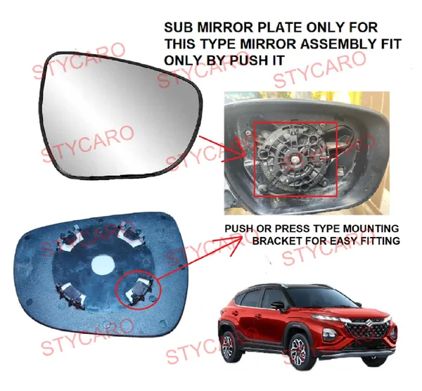 Fronx_Orvm_Right_Driver_Side_Mirror_Glass_With_Sub_Plate