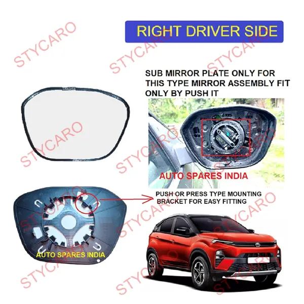Nexon_2nd_Generation_Orvm_Right_Driver_Side_Mirror_Glass_With_Sub_Plate