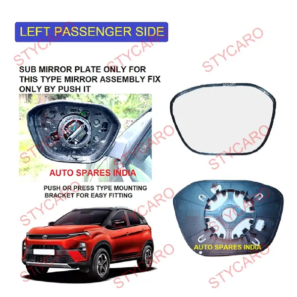 Nexon_2nd_Generation_Orvm_Left_Passenger_Side_Mirror_Glass_With_Sub_Plate