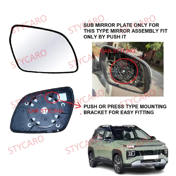 Hyn_Exter_Orvm_Right_Driver_Side_Mirror_Glass_With_Sub_Plate