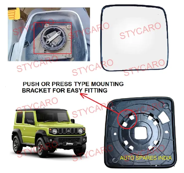 Maruti_Suzuki_Jimny_Orvm_Right_Driver_Side_Mirror_Glass_With_Sub_Plate